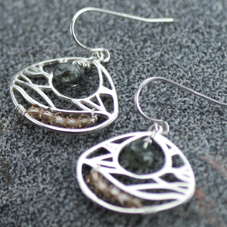 Landscape Branches Chubby Teardrop Frame Sterling Silver .925 Amoracast - Pendants - Image 3