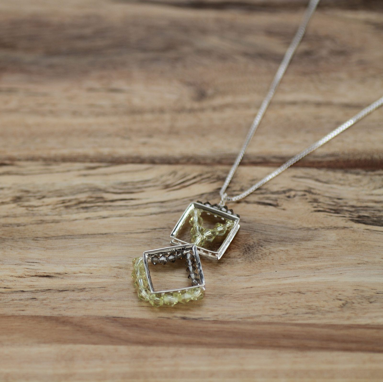 Small Cubist Square Eternity Design Frames Sterling Silver .925 Amoracast - Pendants - Image 2