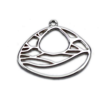 Landscape Branches Chubby Teardrop Frame Sterling Silver .925 Amoracast - Pendants