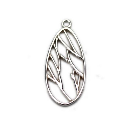 Branches Oval Drop Frame Sterling Silver .925 Amoracast - Pendants