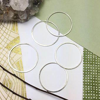 35mm 18ga Closed Soldered Ring Circle Half Flat Round Sterling Silver .925