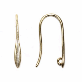 Large Pendulum Marquise with Loop Hook Earrings Brushed 14kt Gold Vermeille Amoracast