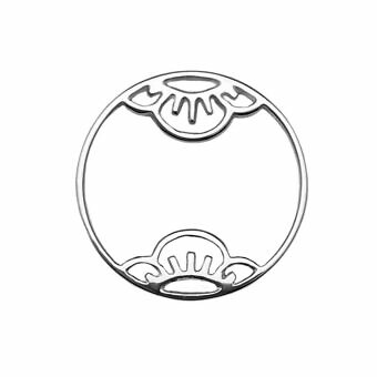 Cherry Blossom Flower Round Circle Frame Sterling Silver .925 Amoracast - Pendants Charms