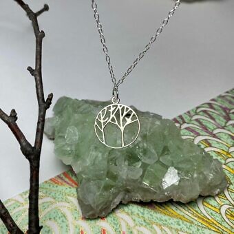 Alternative view of Woodland Trees Round Circle Frame Sterling Silver .925 Amoracast - Pendants Charms