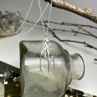 Alternative view of Woodland Trees Long Pear Drop Frame Sterling Silver .925 Amoracast - Pendants