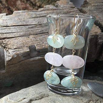 Alternative view of Floral Reversible Iris and Lotus Cails Brushed 14kt Gold Vermeille Amoracast