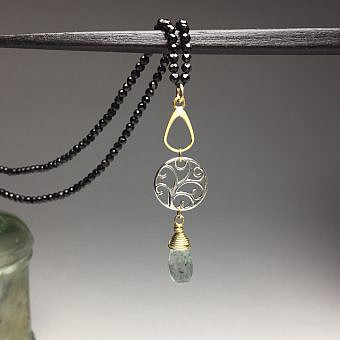 Alternative view of Tiny Bell Teardrop Pear Frame Brushed 14kt Gold Vermeille Amoracast - Connectors Pendants Charms