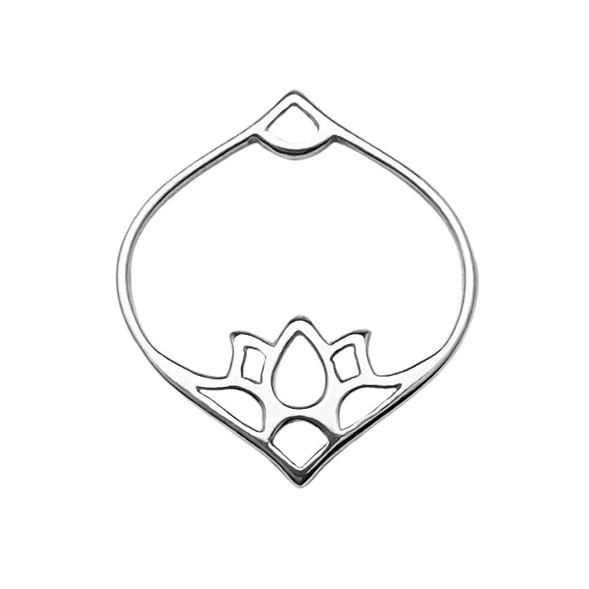 Lotus Flower Lamp Marquise Drop Frame Sterling Silver .925 Amoracast - Pendants Charms
