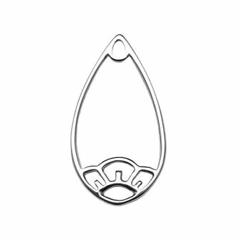 Cherry Blossom Flower Teardrop Frame Sterling Silver .925 Amoracast - Pendants Charms