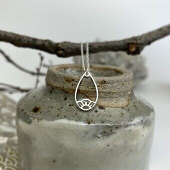 Alternative view of Cherry Blossom Flower Teardrop Frame Brushed 14kt Gold Vermeille Amoracast - Pendants Charms