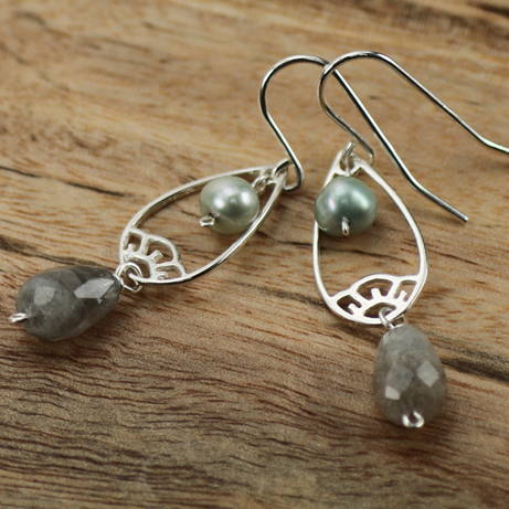 Cherry Blossom Flower Teardrop Frame Sterling Silver .925 Amoracast - Pendants Charms - Image 3