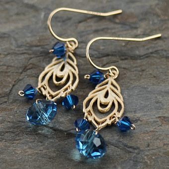 Alternative view of Small Peacock Feather Brushed 14kt Gold Vermeille Amoracast – Connectors Pendants Charms