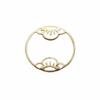 Cherry Blossom Flower Round Circle Frame Brushed 14kt Gold Vermeille Amoracast - Pendants Charms