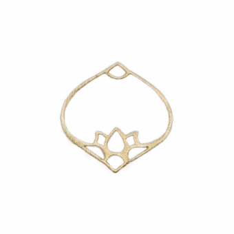 Lotus Flower Lamp Marquise Drop Frame Brushed 14kt Gold Vermeille Amoracast - Pendants Charms