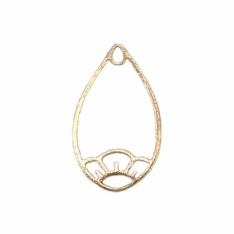 Cherry Blossom Flower Teardrop Frame Brushed 14kt Gold Vermeille Amoracast - Pendants Charms