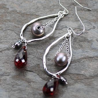 Alternative view of Organic Twisted Teardrop Pear Frame Sterling Silver .925 Amoracast - Pendants