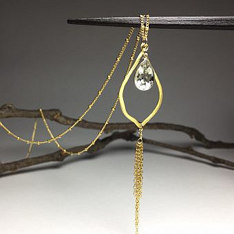 Alternative view of Clear Quartz Faceted Medium Pear Cut Drop Bezel Set Sterling Silver .925 - Pendants Charms (April)