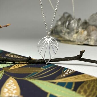 Alternative view of Large Deco Palm Leaf Sterling Silver .925 Amoracast - Pendants Charms