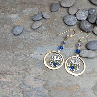 Alternative view of Large Organic Round Frame Brushed 14kt Gold Vermeille Amoracast - Pendants