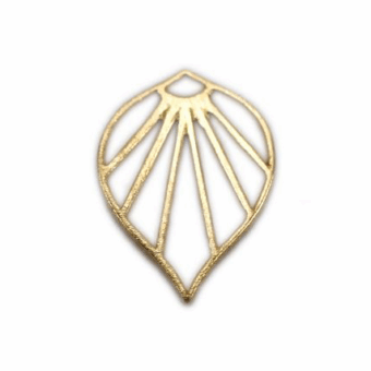 Small Deco Palm Leaf Brushed 14kt Gold Vermeille Amoracast - Connectors Pendants Charms