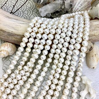 11mm Natural White Potato Freshwater Pearls Beads