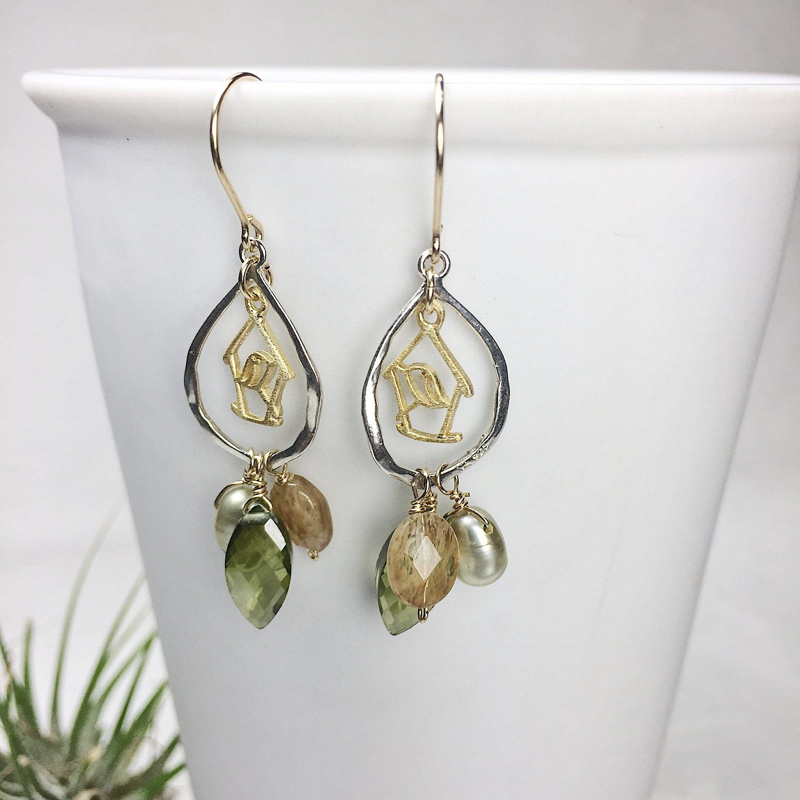 Medium Organic Teardrop Pear Frame Sterling Silver .925 Amoracast - Pendants - Image 4