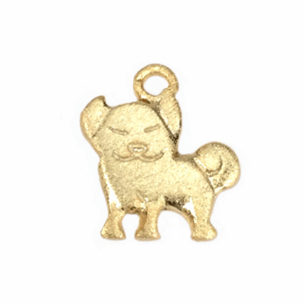 Shiba Inu Dog Brushed 14kt Gold Vermeille Amoracast - Pendants Charms