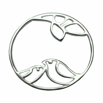 Mother and Child True Love Birds Round Frame Sterling Silver .925 Amoracast - Pendants Charms