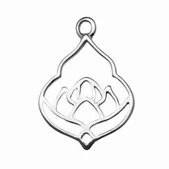 Lotus Pond Flower Moroccan Frame Sterling Silver .925 Amoracast - Pendants