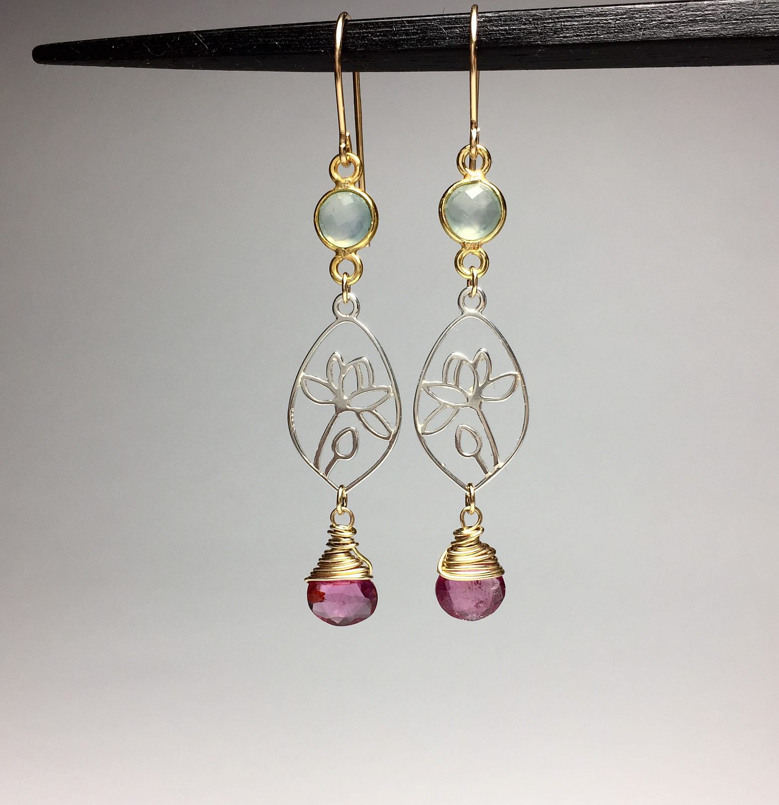 Lotus Pond Flower Teardrop Frame Sterling Silver .925 Amoracast - Pendants - Image 4