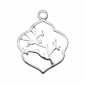 Cherry Tree Branches Moroccan Frame Sterling Silver .925 Amoracast - Pendants Charms