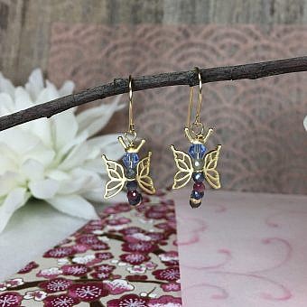 Alternative view of Butterfly Fairy Wings Satin 14kt Gold Vermeille Amoracast - Bead Caps