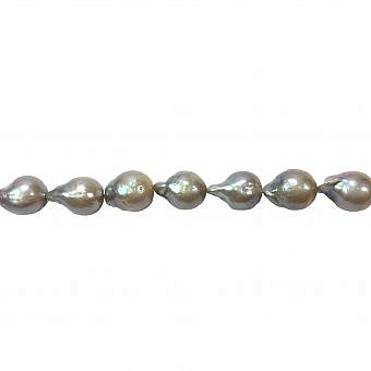 Alternative view of 10x11.5mm Dyed Silver Grey Baroque Freshwater Pearls Beads