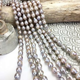 10x11.5mm Dyed Silver Grey Baroque Freshwater Pearls Beads