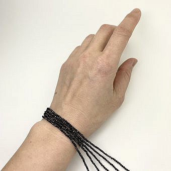 Alternative view of 1.5mm Micro Faceted Round Black Spinel Beads
