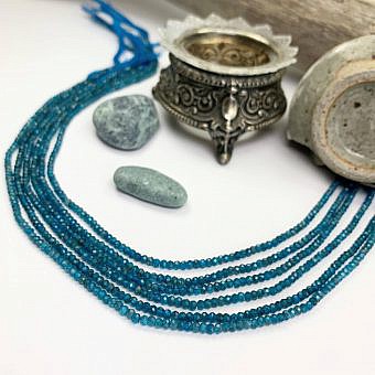 2.5mm Blue Apatite Micro Faceted Round Beads