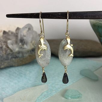 Alternative view of Playful Dolphin Cails 14kt Brushed Gold Vermeille Amoracast