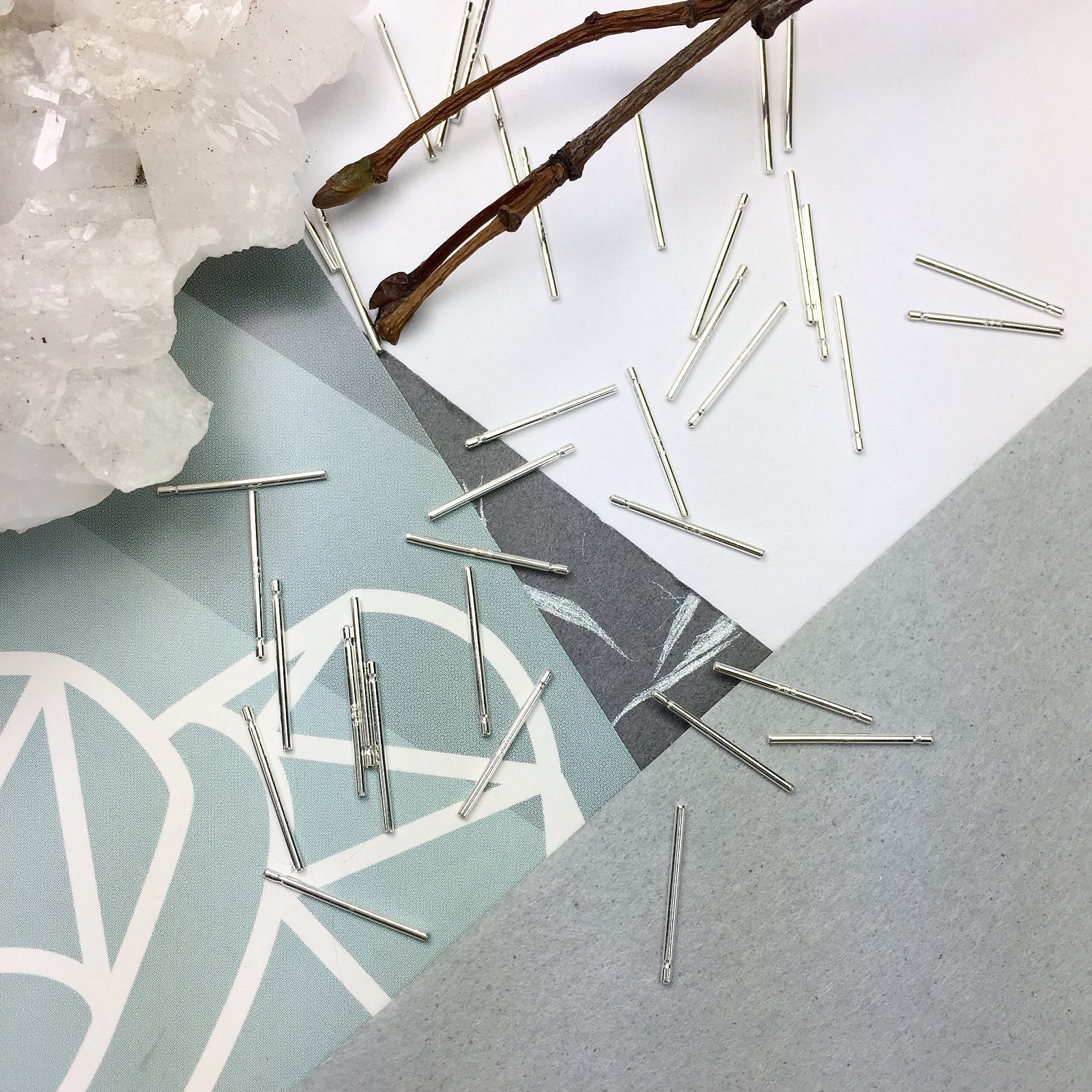 0.78x13mm Post Studs Notched (No Base) Sterling Silver .925