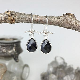 Alternative view of Black Spinel Teardrop Bezel Set Sterling Silver .925 - Pendants Charms