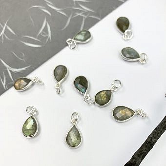 Labradorite Teardrop Bezel Set Sterling Silver .925 - Pendants Charms