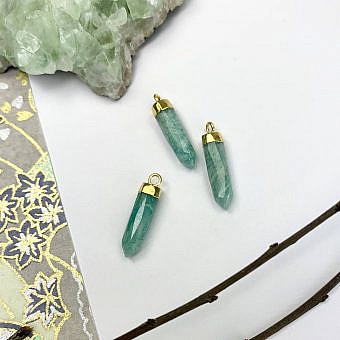 Russian Amazonite Large Pendulum 22kt Gold Plated Copper