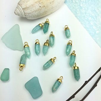 Russian Amazonite Mini Pendulum 22kt Gold Plated Copper