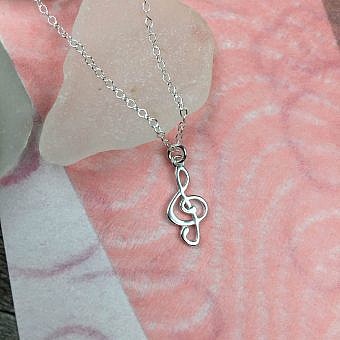 Alternative view of Treble Clef Music Note Sterling Silver .925 Amoracast - Connectors Pendants Charms