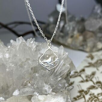 Alternative view of Wren Bird in Moroccan Drop Frame Brushed 14kt Gold Vermeille Amoracast - Pendants Charms