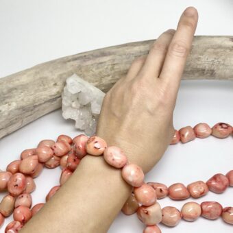 Alternative view of 15x20mm Irregular Smooth Nugget Dyed Pink Coral Beads