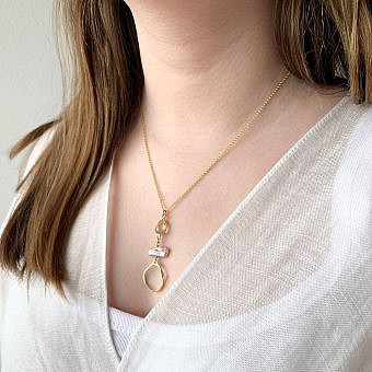 Alternative view of Lemon Quartz Teardrop Bezel Set 22kt Gold Plated Sterling Silver .925 - Connectors Pendants Charms
