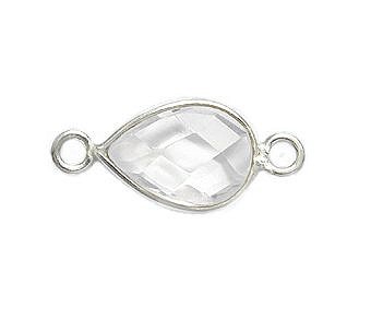Alternative view of Clear Quartz Teardrop Bezel Set Sterling Silver .925 - Connectors Pendants Charms