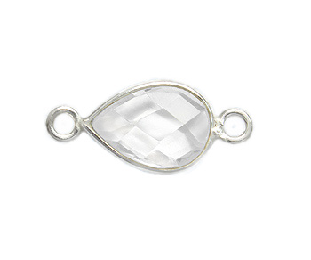 Clear Quartz Teardrop Bezel Set Sterling Silver .925 - Connectors Pendants Charms - Image 2