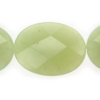 Alternative view of 40x30mm Faceted Oval Serpentine (New Jade) Beads
