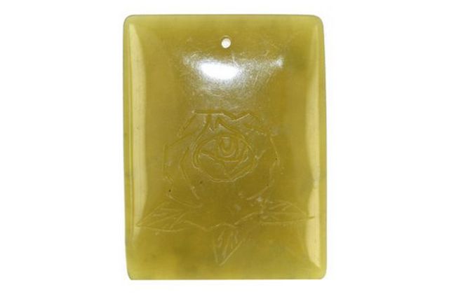 33x43mm Carved Rose Olive Jade Rectangle Pendants